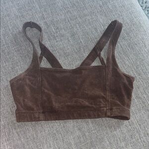 Brown Velvet Crop Top
